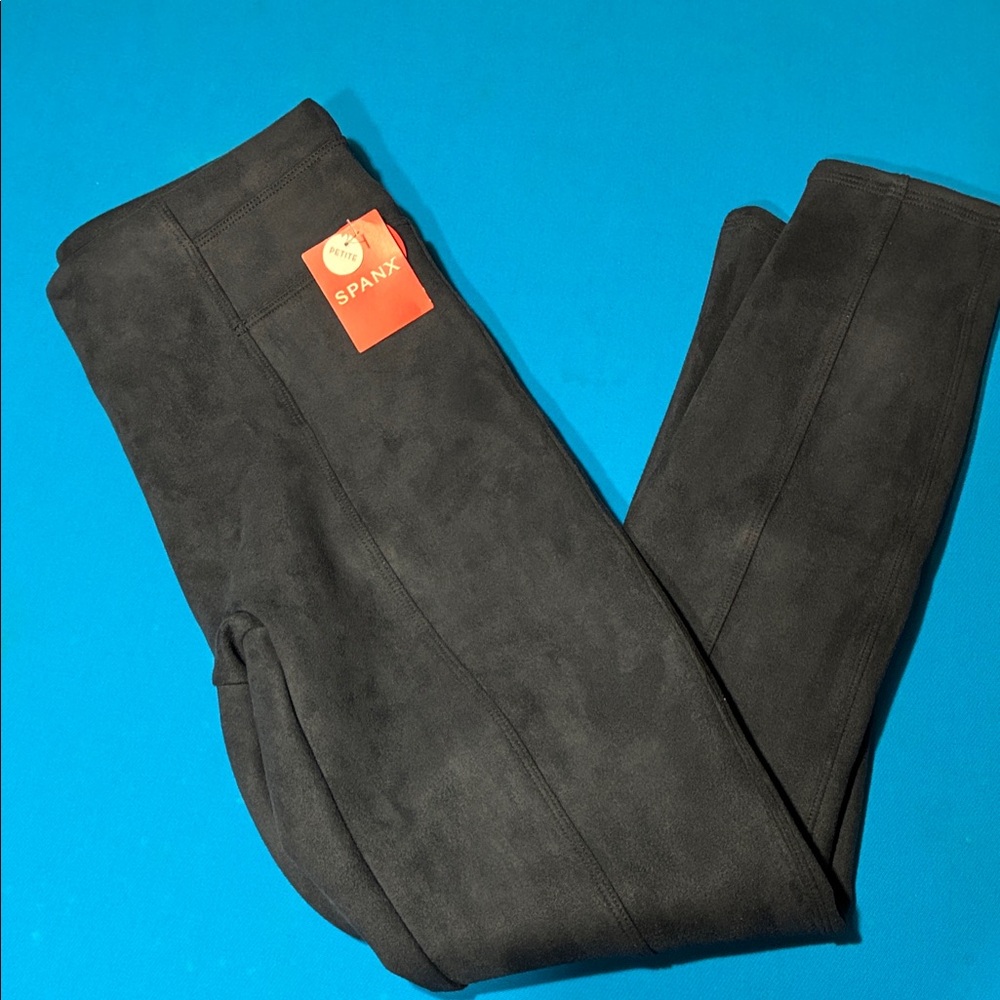 SPANX Black Faux-Suede High-Waist Leggings